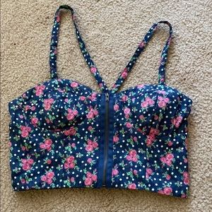 Delias front zip crop top